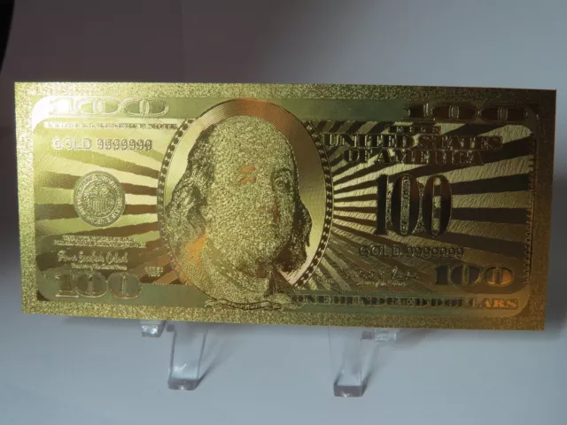 Billet 100 Dollars US dorée à l'or fin - reproduction (Ref260672)
