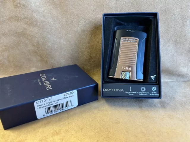 Colibri Daytona Single Jet Flame Cigar Lighter Rose Gold / Black MSRP $59