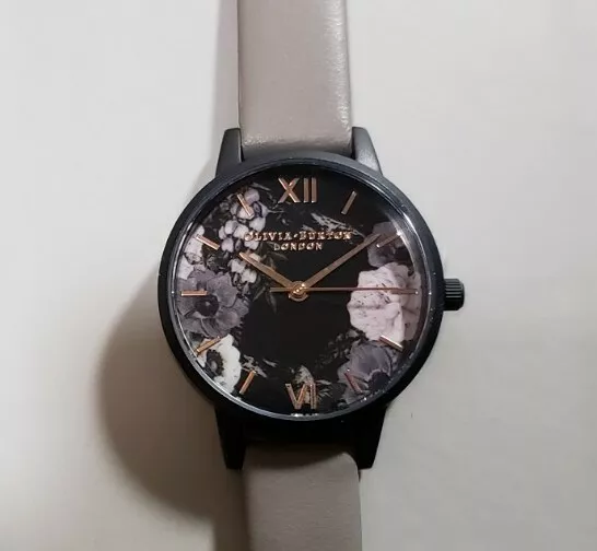 OLIVIA BURTON AFTER DARK MARBLE FLORAL WATCH WITH 30mm BLACK FLORAL & GREY BAND