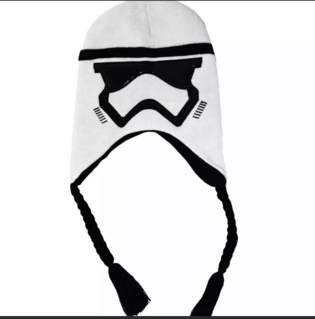 STAR WARS STORMTROOPER Fleece-Lined Knit Peruvian Winter Hat Beanie w/Braids