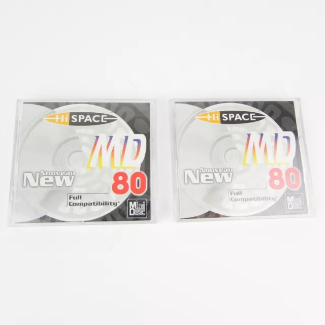 MD-80 MINIDISCS NEW BLANK 80 MINUTE SEALED RECORDABLE AUDIO MD x2