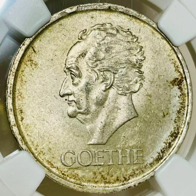 1932 Germany Weimar 100th anniversary of Goethe's death 3 marks silver coin MS62