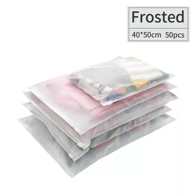 50pcs Packaging Bags Frosted Bag Zipper  Bag Poly Bags Resealable M4L2
