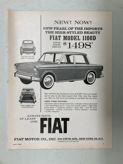 MISC858 Advertisement 1963 Fiat Model 1100D Four Door Sedan May 1963