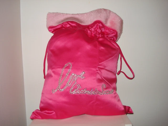 Victorias Secret "Santa Love" Large Pink Satin Gift Sack/Bag NEW in Package RARE