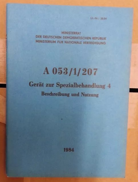 NVA DDR Handbuch / Dienstvorschrift " Gerät zur Spezialbehandlung 4 " von 1984