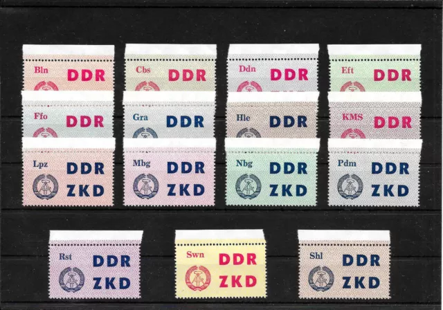 DDR Dienst ZKD Laufkontrollzettel 1-15 postfrisch einwandfrei OBERRAND kpl.