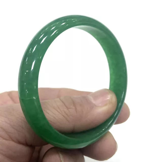 Certified 56mm (Grade A)Myanmar Natural Grade A Green Jadeite Jade Bangle *5276