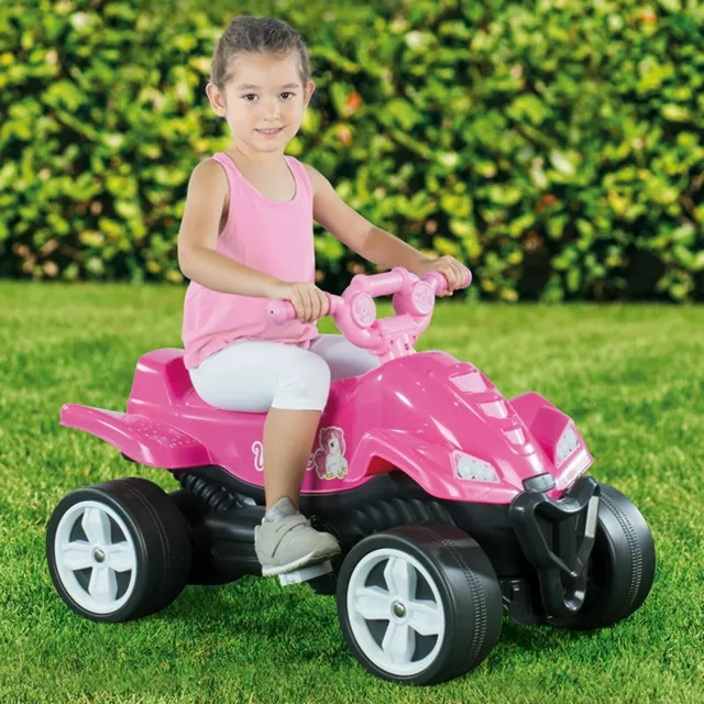 Kids Pink Dolu Ride On Unicorn Quad Bike Peddle Powered Children's Kids Toy