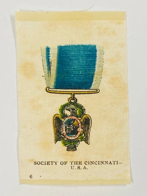 SOCIETY OF THE CINCINNATI USA Eagle Emblem Badge Medal #6 Tobacco Cigarette Silk