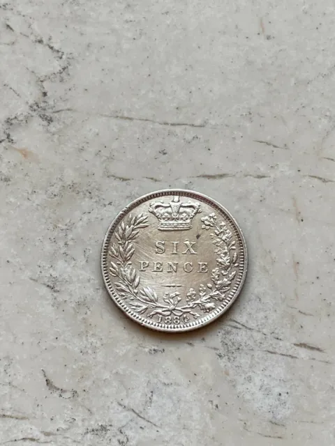 Regno Unito 6 pence 1884 VICTORIA argento six pence silver coin KM# 757 VF
