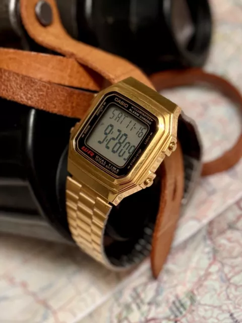 CASIO DUAL TIME Men s Watch A178W Gold Tone Version Excellent Condition 34.99 PicClick