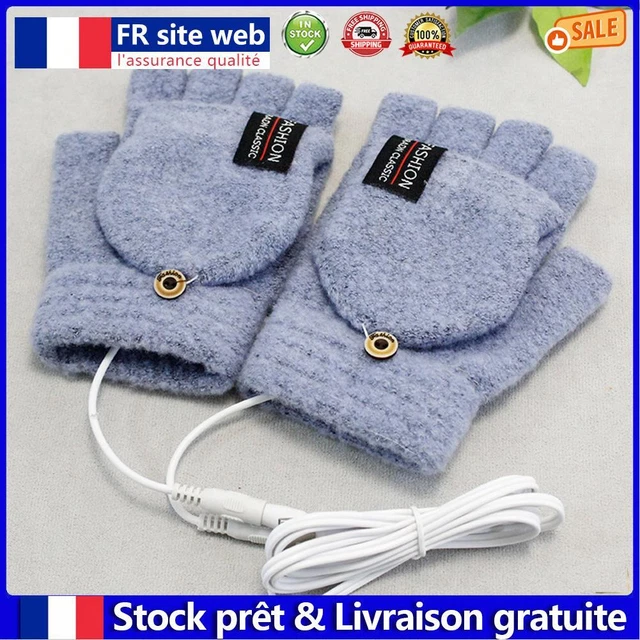 USB Electric Gloves Comfortable Portable Heated Mittens for Home (Blue) fr