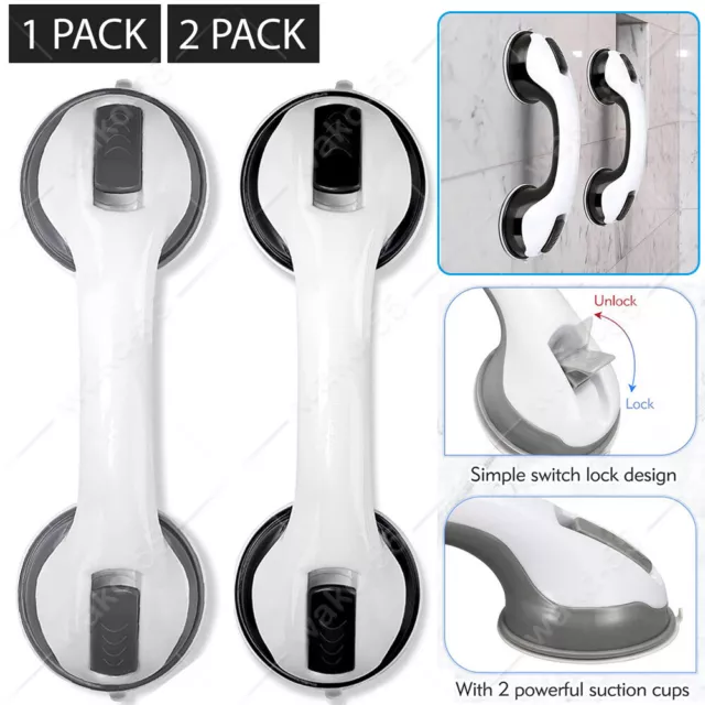 1/2Pc SAFETY SUPPORT HAND RAIL HANDLE BAR GRIP GRAB SUCTION BATH BATHROOM SHOWER