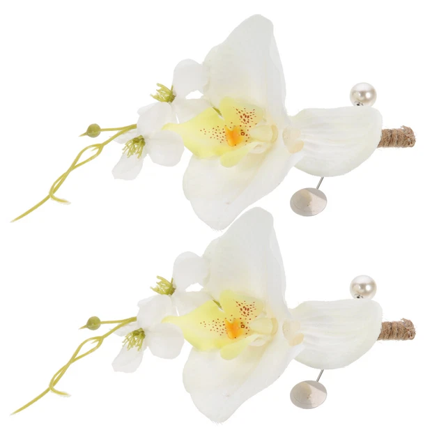2 Pcs Wrist Flower Buttonholes Flowers Fake Flower Boutonniere Props Bridegroom