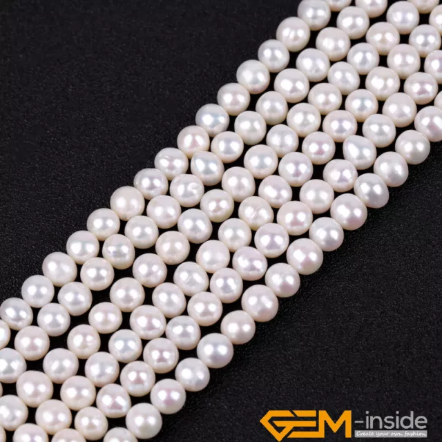 6-7mm Natural Freshwater White Pink Pearl Round Beads For Jewelry Making 15" UK