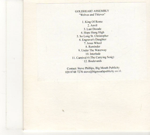 (EU183) Goldheart Assembly, Wolves & Thieves - DJ CD