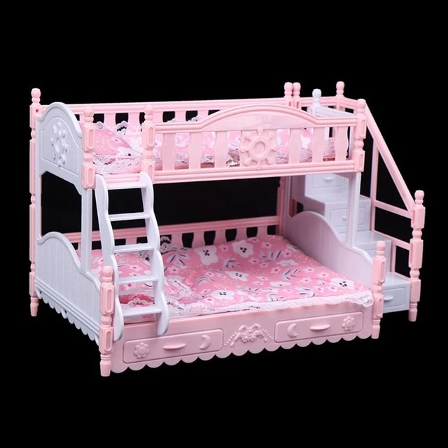 de scène Lit de princesse miniature Lits superposés Dollhouse Double couche