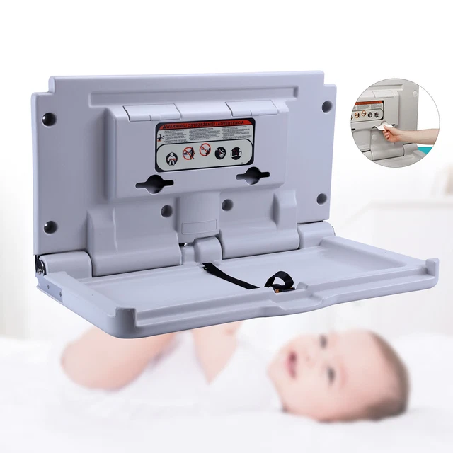 Commercial Wall Mounted Baby Changing Table Change Station +Safety Strap Grey