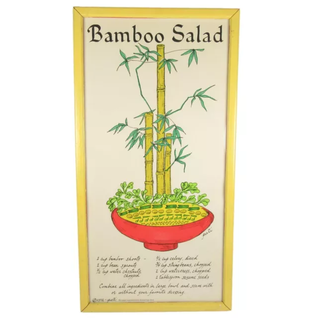 Rare 1972 Jacque Pati Bamboo Salad Kitchen Wall Art Print Soovia Janis NY USA