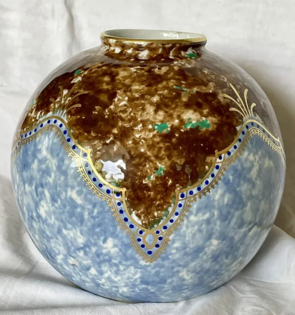 Vase  Boule En Porcelaine De Limoges Emaillee / Tharaud