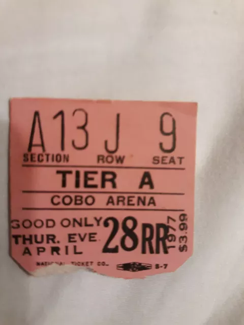 Heart,The Kinks,Nite City Cobo Hall Detroit 4/28/77 Rock Concert Ticket Stub