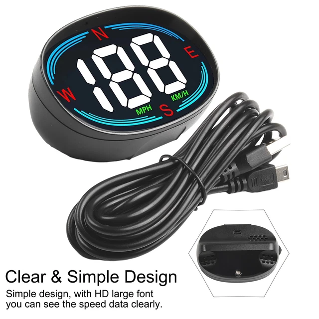 Compteur De Vitesse GPS HUD - Affichage Tête Haute MPH, écran LED, USB Plug & Play, Pour Voiture, Moto