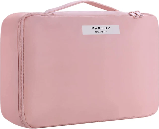 Travel Makeup Bag [With Brushes Holder & Detachable Pouch] Cosmetic Bag Makeup C