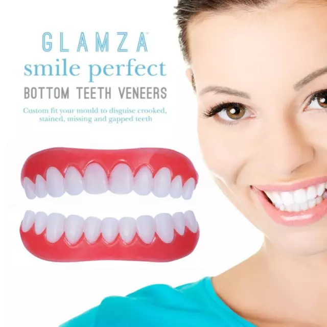 Sourire Parfait Facettes INFÉRIEURES Capuchon Snap Sur Instant Flex Blanc UK 3