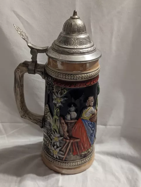 Original Gerz/Gerzit German Beer Stein w/ Lid, Handmade, Vintage - PRE-OWNED