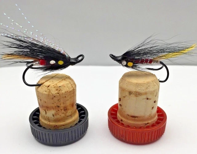 MOSCA PESCA DOPPIO Bagnato Mosche Per Seatrout E Salmone Con Scatola Set Di 16 EUR 22,51 - IT - Foto 9
