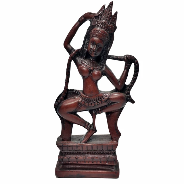Apsara Khmer Statue Brown Resin Sculpture  Angkor Wat Style Ornament Decor