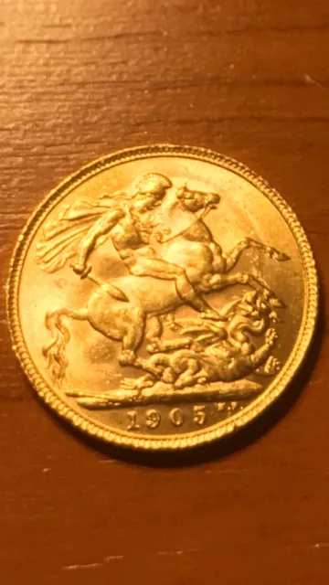 MONEDA DE ORO SOBERANO EDUARDO VII DE 1905 DE INGLATERRA, 7,98 Gramos 