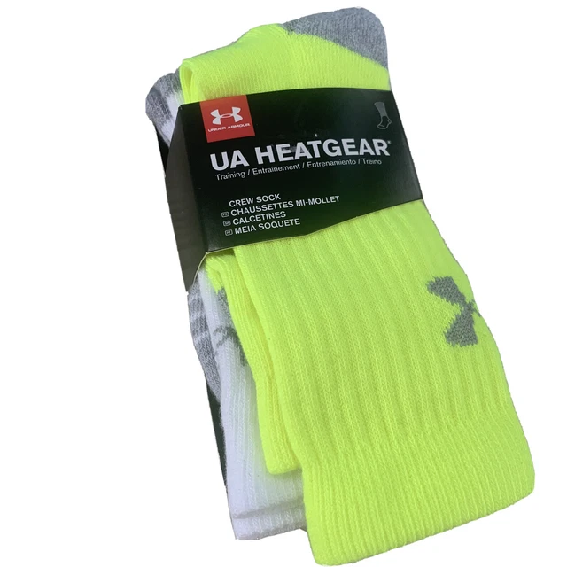 UNDER ARMOUR UA 3-Pairs HEATGEAR Training Crew Socks Boys / Girls Youth 13.5K-4Y