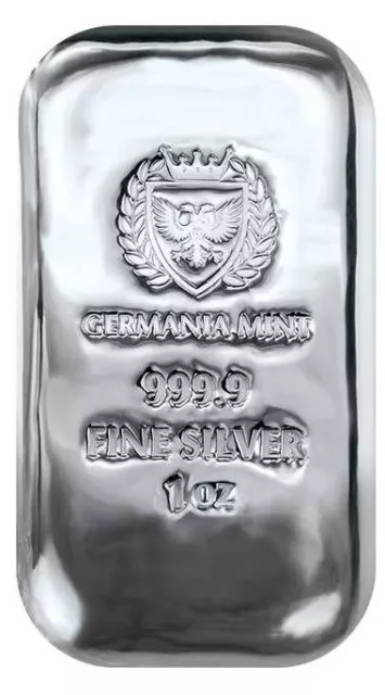 Silberbarren Germania Mint 1 oz Barren  / 31,1 Gramm 999,9 Silber  Gussbarren