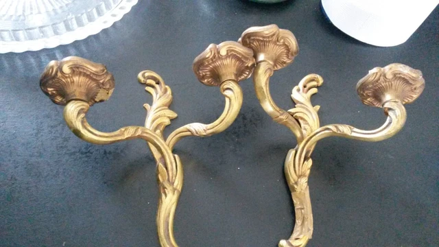 Belle Paire D'appliques Murales En Bronze Dore Massif France Xix Em Siecle Rt2