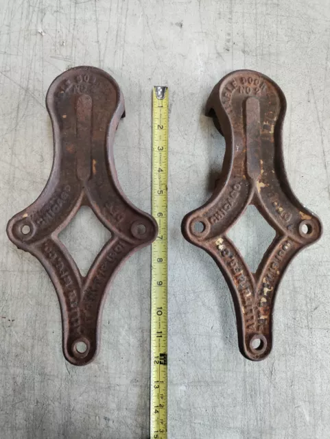 Pair Allith  no. 2 Reliable Sliding Barn Door Hangers Rollers Cast Iron Hardware