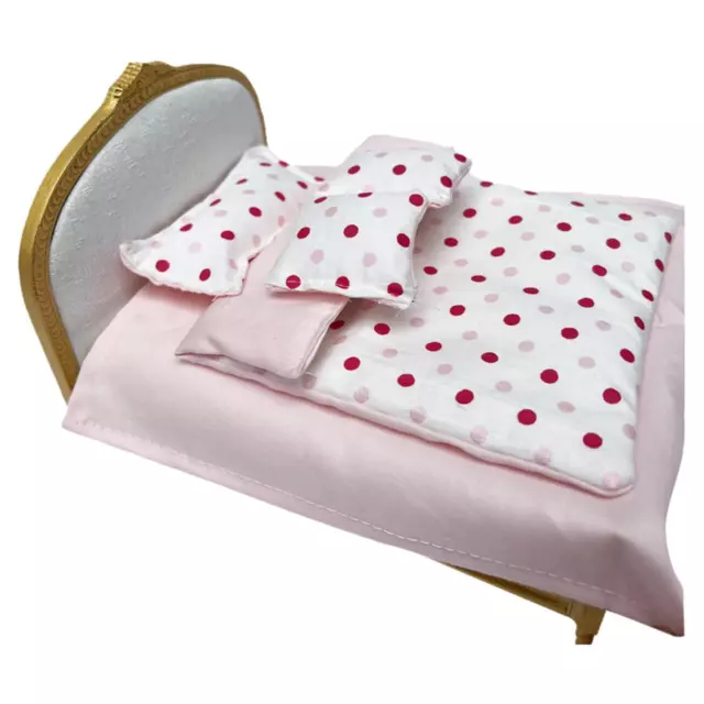 1:12 Puppenhaus-Miniatur-Bettwäsche mit Bettlaken, Bettdecke und Kissen,