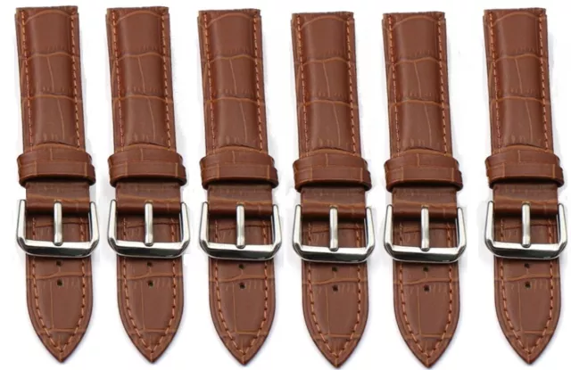 Wholesale 6X Brown Leather Watch Strap Band Sizes 12-14-16-18-20-22-24Mm