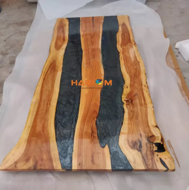Solid Black Epoxy Resin table Live Edge Dining Table Top Garden Furniture Decors