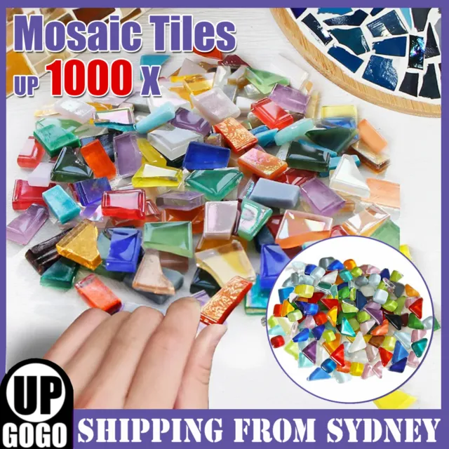 UP 1000PCS Mixed Crystal Glass Mosaic Tiles Kitchen Bathroom Art Craft Supplies