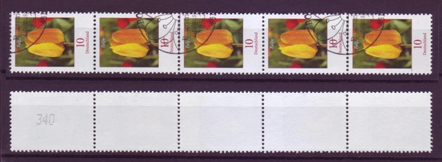 Bund 2484 RM 5er Streifen mit gerade Nummer Blumen Tulpe 10 C mit ESST Bonn