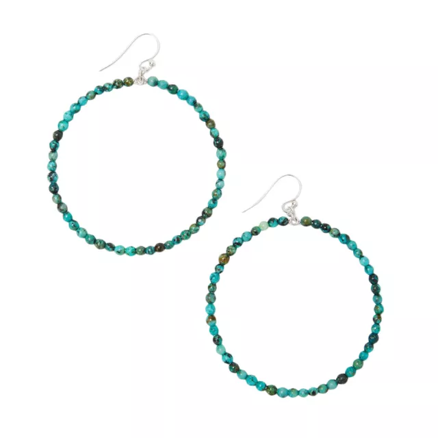 Chan Luu 2 Inch Silver Hoop Earrings in African Turquoise