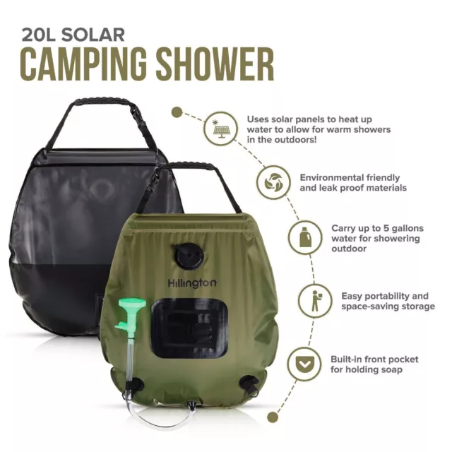 20L Solar Power Water Shower Camping Portable Seaside Sun Compact Heated Outdoor