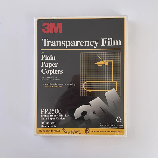 3M PP2500 Transparency Film for Copier 100 sheets 8.5 x 11 Sealed