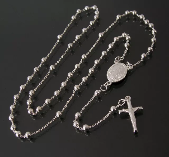 Rosenkranz Kreuzkette 925 Silber Perlen Jesus Gebetskette Kreuz Maria Kette VE50 2