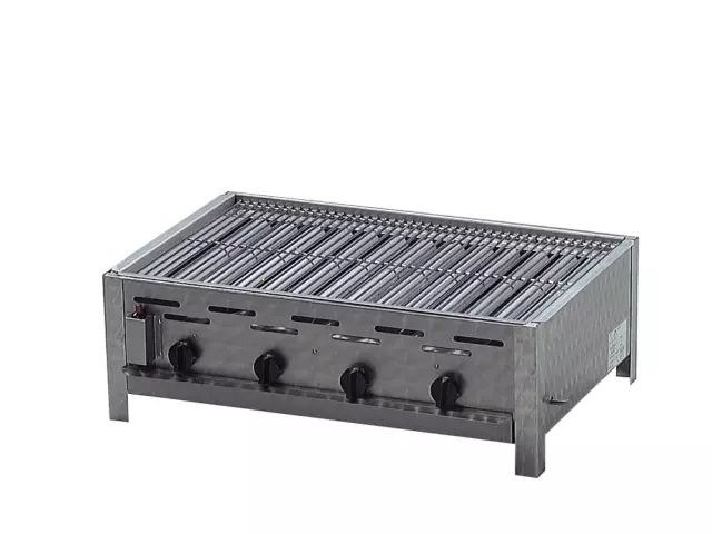 Gastrobräter 81 x 53 x 27 cm, Gasgrill Edelstahl 4 flammig mit Rost Partygrill