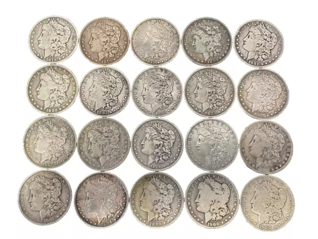 Roll (20 Coins) $1  G/F/VF 1879-1900 Morgan US Silver Dollars Eagle 90% Bulk Lot