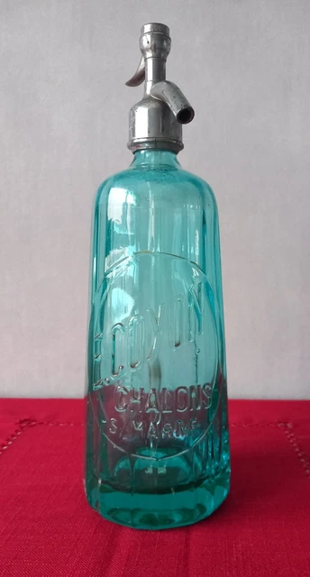 Ancien Siphon Bleu Guérande Bière Eau Gazeuse - Vintage Bistrot - 33 Cm, Métal, Traces D'usage