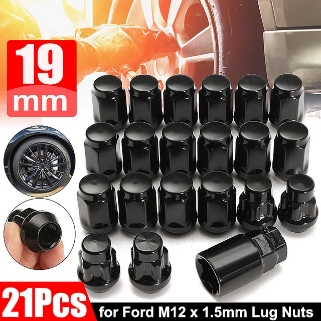 M12 X 1.5 Alloy Wheel Nuts 19mm Hex Black Bolts Lugs For Ford Focus C